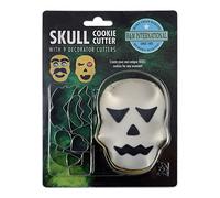 Anniversary House 10-Piece Skull/Face Decorating Kit, Halloween Cookie Cutters for Baking, K5133, Tin, Tinplated Steel