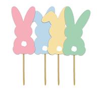 Anniversary House 12 Bunny Cake Toppers for Cupcakes, 5cm Paper Easter Cake Decorations with Bamboo Picks, Double-Sided Non-Edible Cake Toppers