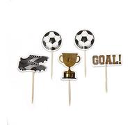 Anniversary House 12 Pcs Football Cake Toppers, 3-5 Centimeters Cupcake Toppers, Paper, Football Party Decorations, J146