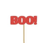 Anniversary House 12 pcs Glitter Boo Cupcake Toppers - Halloween Cake & Cupcake Decorations - Double-Sided Glitter Card with Bamboo Picks - Non-Edible Spooky Party Food Decoration