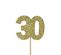 Anniversary House 12 Pcs Gold Glitter Birthday Age 30 Cake Toppers, 3.8 x 4.5cm Cupcake Toppers, 30th Anniversary Decorations, Number 30 Birthday Cake Decorations, Paper, J063
