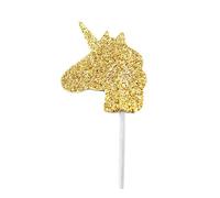 Anniversary House 12 Pcs Gold Glitter Unicorn Cake Toppers, 3 x 3.5 Centimeters Cupcake Toppers, Paper, Unicorn Cake Decorations, M556