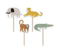Anniversary House 12 pcs Safari Cake Toppers, Ranging from 3-6cm, Safari Party Cupcake Toppers, Premium Paper, Safari Party Cake Decorations J226
