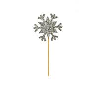 Anniversary House 12 pcs Silver Glitter Snowflake Christmas Cake Toppers, 3.5cm Cupcake Topper, Christmas Cake Decorations, Festive Decoration for Food, Sparkly, Glittery, Cup Cake, J077