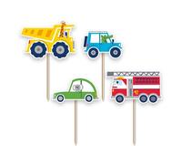 Anniversary House 12 pcs Transport Cake Toppers, Ranging from 4-6cm, Car Cupcake Toppers, Premium Paper, Transport Cake Decorations, J225