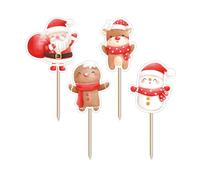 Anniversary House 12 pcs Christmas Cupcake Toppers, Xmas Gingerbread, Snowman, Santa, Reindeer Toppers, Christmas Cake Topper Kit, Cupcake Decorations, Cup Cake Premium Paper & Bamboo Pick, J232