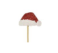 Anniversary House 12pcs Glitter Christmas Santa Hat Cake Toppers - Silver & Red Cupcake Decorations Toppers for Xmas Party, Double-Sided, No-Shed Sparkle - Festive Food Picks for Cakes, Desserts