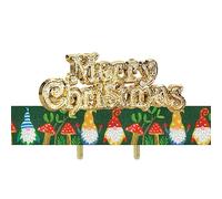 Anniversary House 1m Christmas Cake Ribbon, Festive Gonk Decorations, Green and Gold Festive Cake Decorations, Gold Merry Christmas Topper, BX380