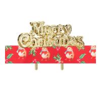 Anniversary House 1m Christmas Robin Cake Ribbon, Festive Robin Decorations, with Festive Cake Decorations Traditional, Gold Merry Christmas Topper, BX380