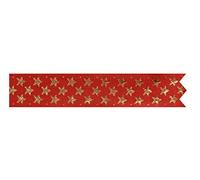 Anniversary House 1M Ribbon, Gold Christmas Cake Decorations Traditional, BX327, Red Shimmering Stars