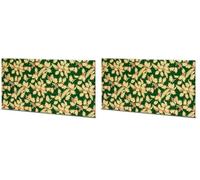 Anniversary House 1pc 10-inch Christmas Rectangle Foil Yule Log/Loaf Cake Board, Green/Gold Holly, Sturdy Fibreboard, Oblong Rectangular Boards, 25 x 12cm (Pack of 2)