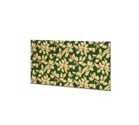 Anniversary House 1pc 10-inch Christmas Rectangle Foil Yule Log/Loaf Cake Board, Green/Gold Holly, Sturdy Fibreboard, Oblong Rectangular Boards, 25 x 12cm