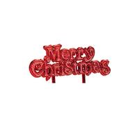 Anniversary House 1pcs Merry Christmas Motto Cake Topper Red Christmas Cake Decorations, Cake Toppers, Yule Log Decorations, Traditional Non-Edible Decorations, BX274 UK