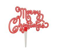 Anniversary House 1pcs Nostalgic Script Motto Cake Topper Red - Traditional Christmas Cake Decoration - Reusable Non-Edible Pick for Yule Log, Festive Bakes, Xmas Cakes & Christmas Desserts