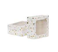 Anniversary House 2-pack Treat Boxes, Gold Star Foil Print, Cookie and Brownie Box, 7.5 x 16 x 16CM, J081,3.8 x 11.4 x 11.4cm (1.5 x 4.5 x 4.5")
