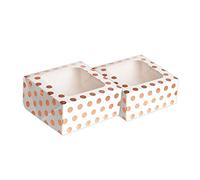 Anniversary House 2-pack Treat Boxes, Rose Gold Polka Dot Foil Print, Cookie and Brownie Box, 7.5 x 16 x 16CM, J104