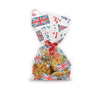 Anniversary House 20 pieces Union Jack Celebration BOPP Cellophane Bags, 12.5 x 28.5 CM, Including Twist Ties, M583