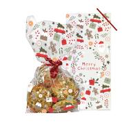 Anniversary House 20pcs Christmas Scandi Cellophane Bags - Clear Treat Bags with Twist Ties - Food-Safe & BOPP Plastic Bag for Cookies, Sweets, Party Favours & Christmas Gifting