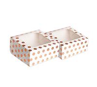 Anniversary House 24 pack of Treat Boxes, Rose Gold Polka Dot Foil Print, Cookie and Brownie Box, each box is 7.5 x 16 x 16CM, J104AMZ