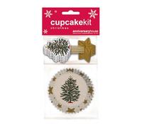 Anniversary House 28 pcs Christmas Cupcake Kit, Magic Christmas Cupcake Decoration Set, Premium Muffin Kit for Festive Baking, 16 Cup Cake Cases and 12 Toppers Decorations, J235