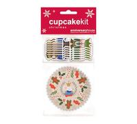 Anniversary House 28 pcs Christmas Cupcake Kit, Nutcracker Cupcake Decoration Set, Premium Muffin Kit for Festive Baking, 16 Cup Cake Cases and 12 Toppers Decorations, J227