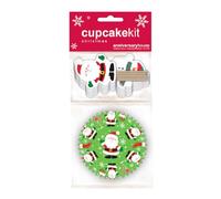 Anniversary House 28 pcs Christmas Cupcake Kit, Santa and Pals Cupcake Decoration Set, Premium Muffin Kit for Festive Baking, 16 Cup Cake Cases and 12 Toppers Decorations, J241