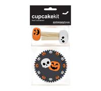 Anniversary House 28 pcs Halloween Cupcake Kit, Fright Night Cupcake Decoration Set, Muffin Kit for Baking, 16 Cup Cake Cases and 12 Toppers Decorations, 2 cake pick designs, J237