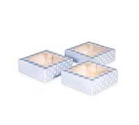 Anniversary House 3-pack Blue Treat Boxes, Gingham and Polka Dot Print, Cookie and Favour Boxes, Strong, Sturdy, 3.8 x 11.4 x 11.4 CM, J160