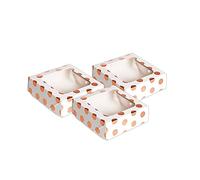 Anniversary House 36 pack of small Treat Boxes, Rose Gold Polka Dot Foil Print, Cookie Box, each box 3.8 x 11.4 x 11.4CM, J107AMZ