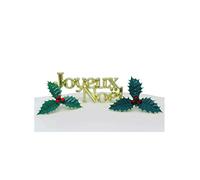 Anniversary House 3pcs Kit Doré Décor Gâteau Joyeux Noël - Houx Gold Holly Christmas Cake Decorations, Christmas Cake Toppers, Yule Log Decorations, Traditional Non-Edible Decorations, BX353 UK