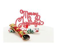 Anniversary House 3pcs Nostalgic Christmas Deluxe Crackers Kit - Traditional Christmas Cake Toppers, Yule Log Decorations - Reusable Plastic Festive Cake Decorations for Party Baking