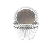 Anniversary House 45 Silver Foil Cupcake Cases for Baking, Baking Cups in Heavy Duty Greaseproof Paper, J173
