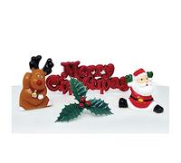 Anniversary House 4pcs Cheerful Christmas Scene Decorating Kit Christmas Cake Decorations, Christmas Cake Toppers, Yule Log Decorations, Traditional Non-Edible Decorations, BX352 UK