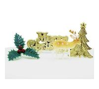 Anniversary House 4pcs Golden Reindeer Scene Cake Decorating Kit - Christmas Cake Toppers, Yule Log Decorations - Reusable Plastic Traditional Non-Edible Festive Christmas Cake Decorations