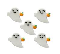 Anniversary House 5pcs Halloween Ghost and Pumpkin Edible Cake Toppers - Handcrafted Fondant Sugar Decorations for Cakes and Cupcakes - Festive Halloween Toppers for Baking Accessories