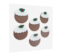 Anniversary House 6 pack Christmas Pudding Flavoured and Shaped Edible Cake Decorations, Handcrafted Cake Toppers, Edible Fondant Icing Sugar Cupcake Toppers, yule log decor SFF106