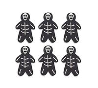 Anniversary House 6pcs Halloween Spooky Skeletons Edible Cake Toppers - Handmade Fondant Icing Sugar Decorations for Cupcakes, Muffins, and Cakes - Premium Sugarcraft Halloween Party Decor