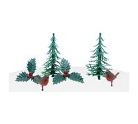 Anniversary House 6pcs Nostalgic Festive Forest Cake Decorating Kit Christmas Cake Decorations, Cake Toppers, Yule Log Decorations, Traditional Non-Edible Decorations, Robin, Tree, Holly BX387