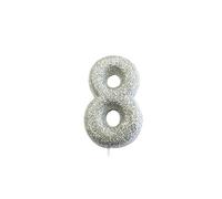 Anniversary House Age 8 Glitter Numeral Moulded Pick Candle Silver,7 centimeters