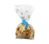 Anniversary House Cello Bags with Twist Ties, M551, Silver Snowflake, 12.5 x 28.5 CM