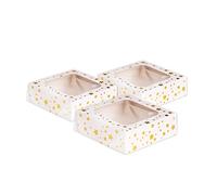 Anniversary House 3-pack Small Treat Boxes, Gold Star Foil Print, Christmas Cake Box, 3.8 x 11.4 x 11.4CM, J108