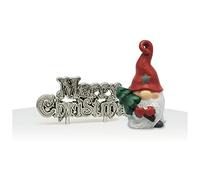 Anniversary House 2pcs Christmas Gonk Resin Cake Topper & Silver Merry Christmas Motto Christmas Cake Decorations, Xmas Cake Toppers, Yule Log Decoration, Traditional Non-Edible Decorations, BX372 UK