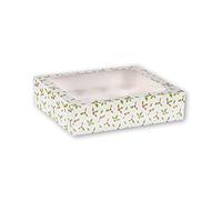 Anniversary House Christmas Cupcake Box with Window and Removable 12 Hole Insert, Holly Print, Easy Assembly, 7.5 x 25 x 31 CM, J113