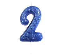 Anniversary House Colourful Blue Glitter Candle, Number 2, 2nd Birthday Cake Topper, 7 Centimeters, AHC30/2