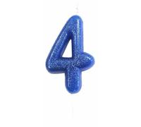 Anniversary House Colourful Blue Glitter Candle, Number 4, 4th Birthday Cake Topper, 7 Centimeters, AHC30/4
