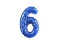 Anniversary House Colourful Blue Glitter Number 6 Cake Candle for Birthday and Anniversary Decorations - Elegant Birthday Candle for Cake - Stylish Silver Number Candle Topper 7 cm