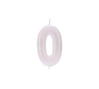 Anniversary House Colourful Iridescent Glitter Candle, Number 0, Birthday Cake Topper, 7 Centimeters, AHC01/0, Sash