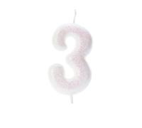 Anniversary House Colourful Iridescent Glitter Candle, Number 3, Birthday Cake Topper, 3rd Birthday Candle, Numeral Candle, 7cm, AHC01/3