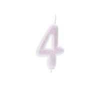 Anniversary House Colourful Iridescent Glitter Candle, Number 4, Birthday Cake Topper, 4th Birthday Candle, Numeral Candle, Cake Candle, 7cm, AHC01/4