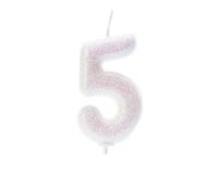 Anniversary House Colourful Iridescent Glitter Candle, Number 5, Birthday Cake Topper, 5th Birthday Candle, Numeral Candle, 7cm, AHC01/5
